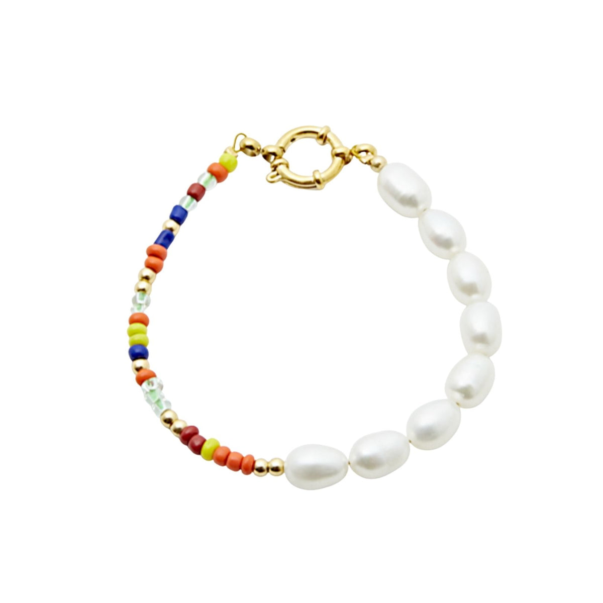 Pearl Bracelet With Color Beads - blushes & gold