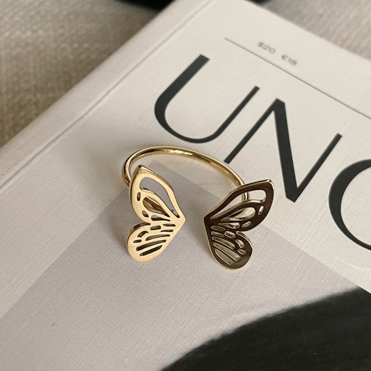 Open deals butterfly ring