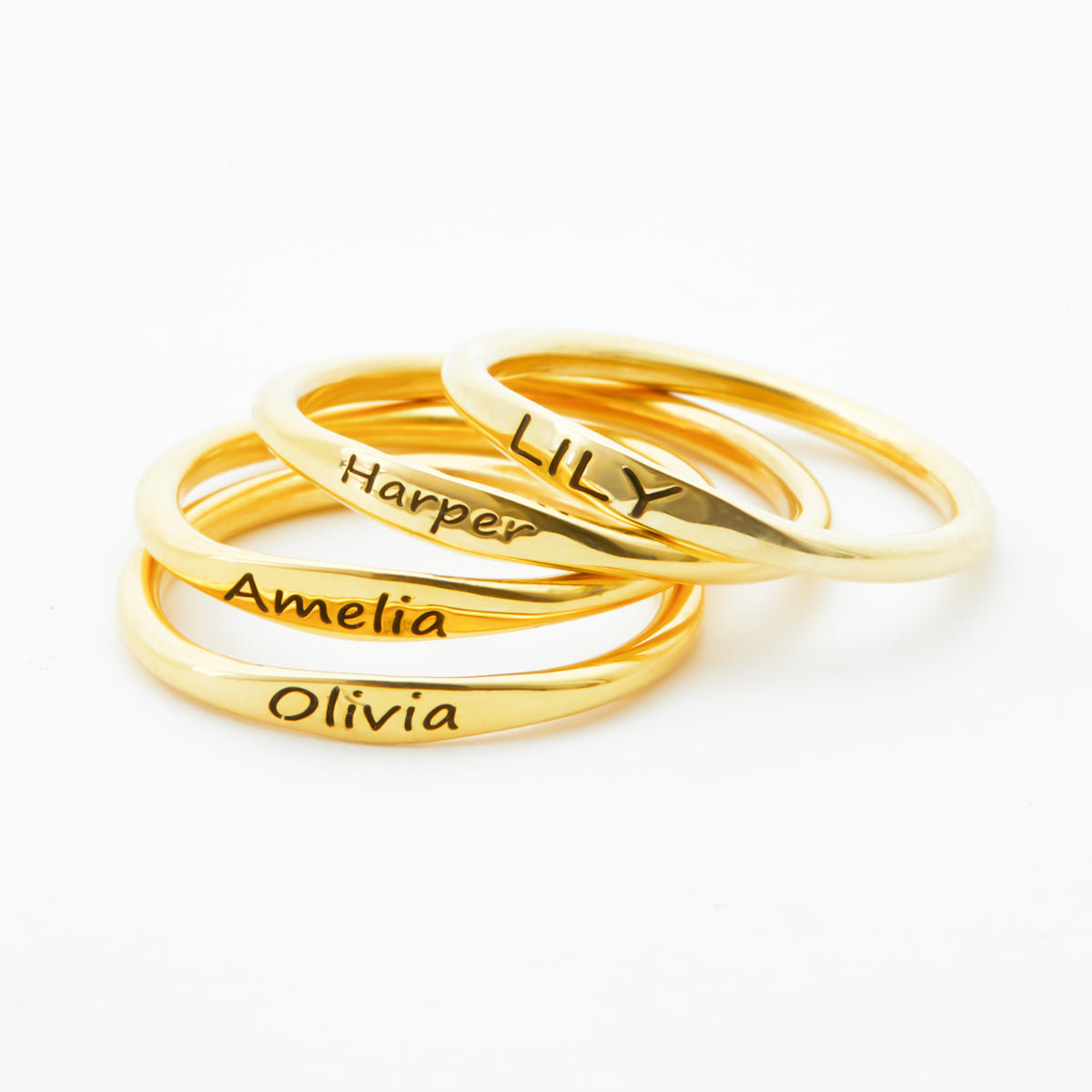 Personalised Intuitive Name Ring in 14kt Gold Over Sterling Silver – LAVA