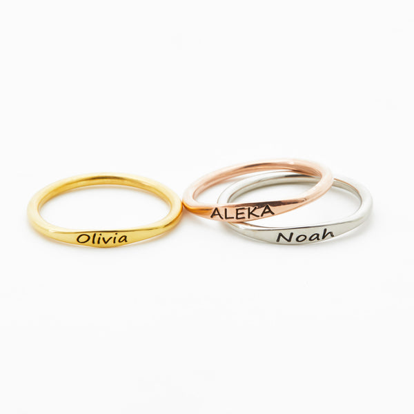 14K 18K Solid Gold Duo Name Ring, Custom One Two or Three Names Ring,  Single Double Triple Name Ring, Personalized Gift for Her - Etsy