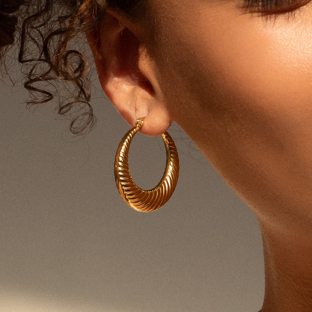 Goals Textured Hoop Earrings in Gold, Hoops + Huggies