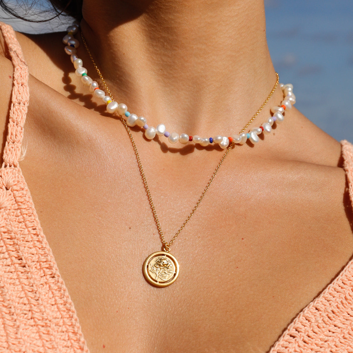 Irregular Pearl String Necklace - Gold Electroplated