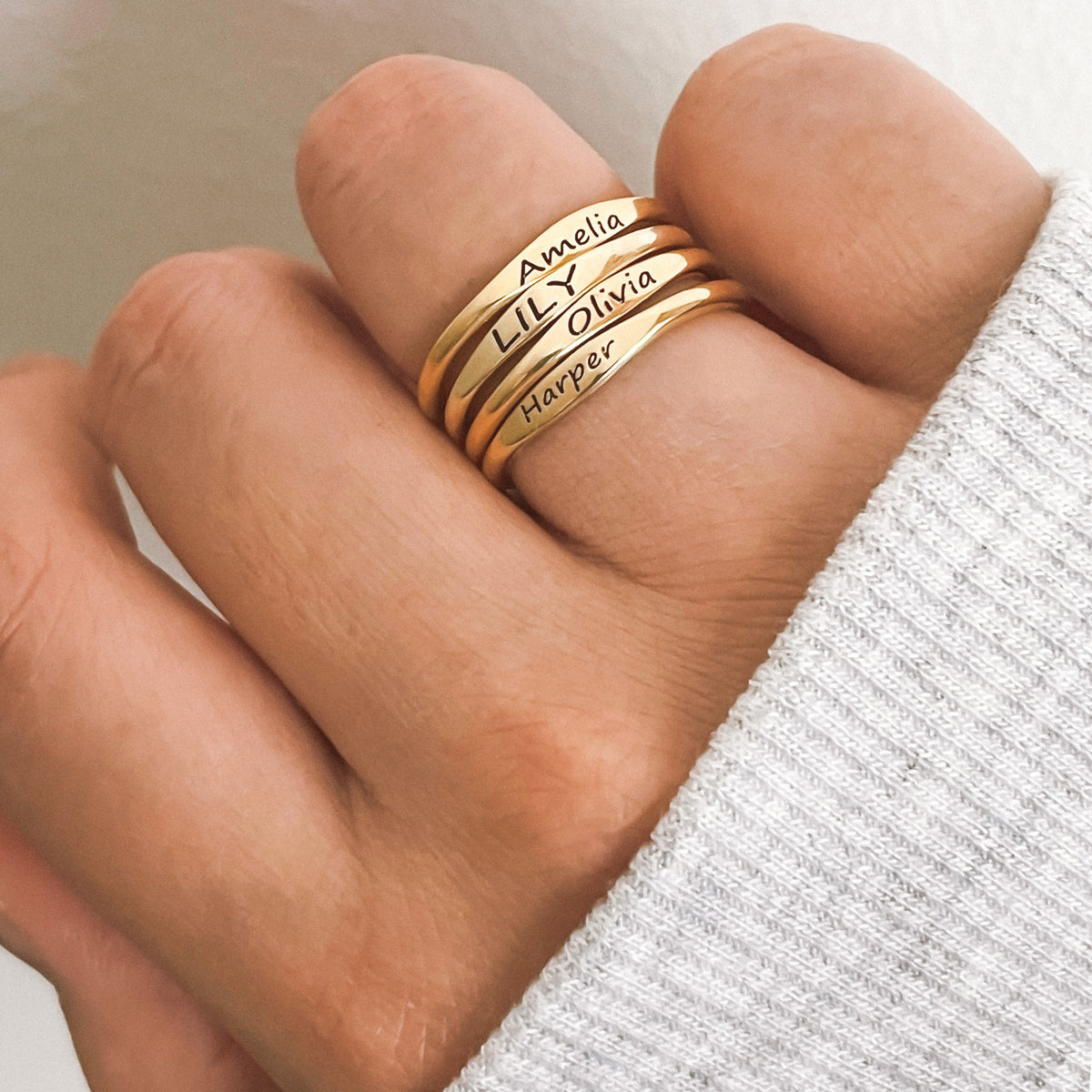 Plain gold sale ring with name